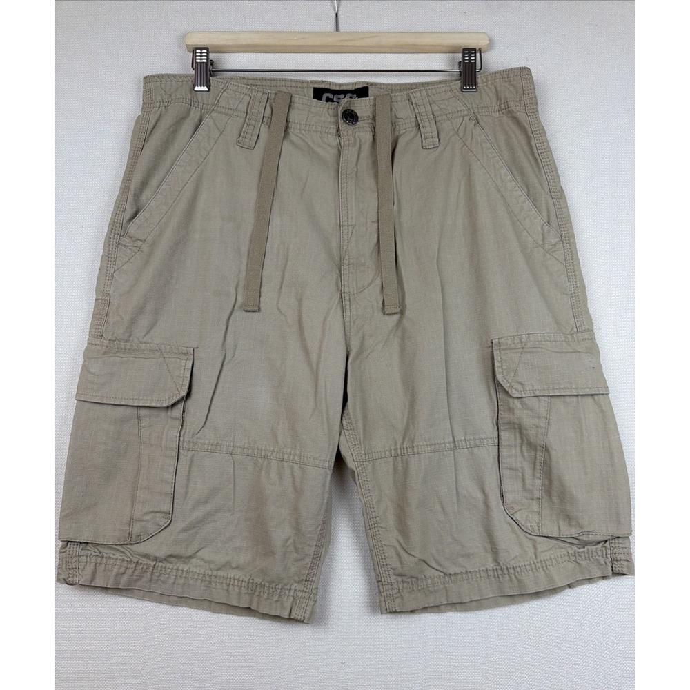 CSG Champs Sports Gear Cargo Shorts Mens Size 36 Khaki Outdoor Hiking Utility